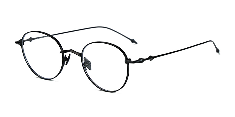 Women Half-Titanium Metal Round Blue-Light Glasses Frame