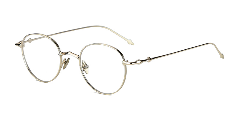 Women Half-Titanium Metal Round Blue-Light Glasses Frame