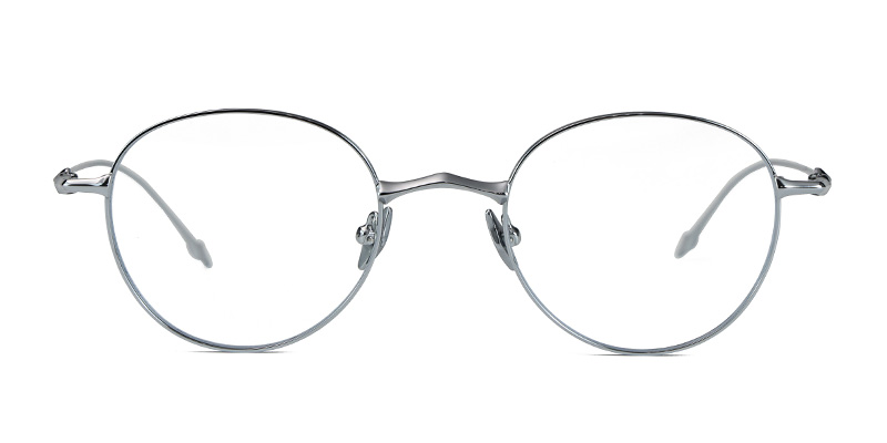 Women Half-Titanium Metal Round Blue-Light Glasses Frame