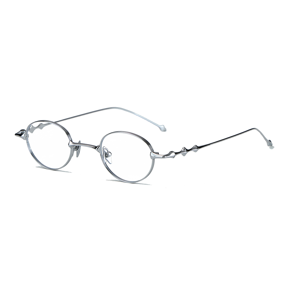 Unisex Metal Oval Frame Blue-Light Blocking Glasses Frame