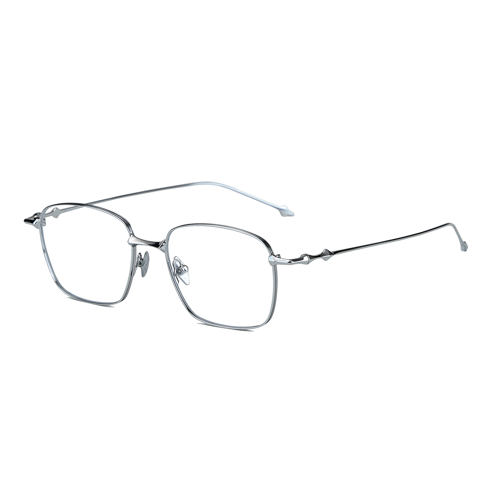 Small Square Clear Lens Metal Frame Blue-Light Glasses