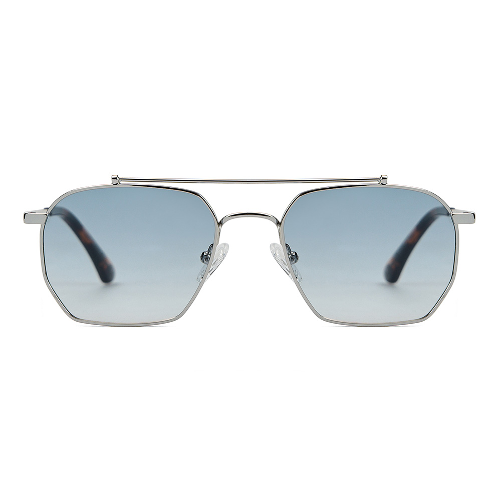 Metal Pilot Gradient Light Lens Square Frame Sunglasses