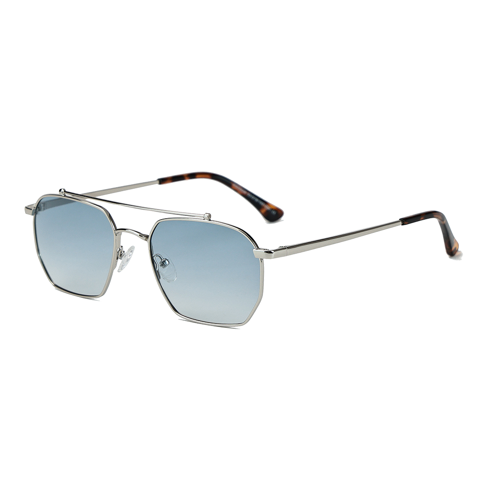 Metal Pilot Gradient Light Lens Square Frame Sunglasses