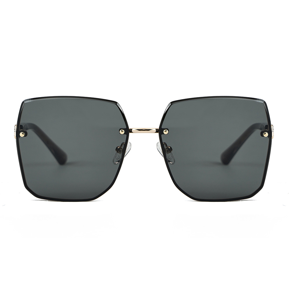 Oversized Square Rimless Composite Nylon Lens Sunglasses