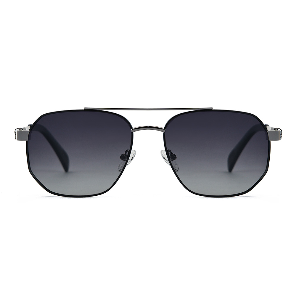 Square Pilot Polarized Sunglasses with Skull Decorative Temples