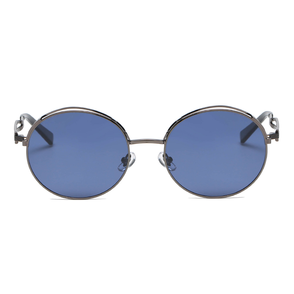 Retro Industrial Metal Round Frame Polarized Sunglasses