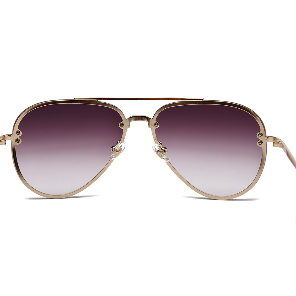Classic Rimless Metal Pilot Polarized Sunglasses