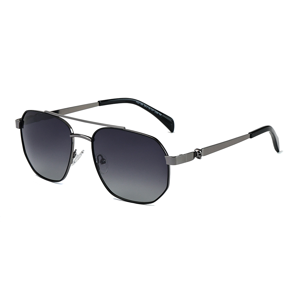 Square Pilot Polarized Sunglasses with Skull Decorative Temples