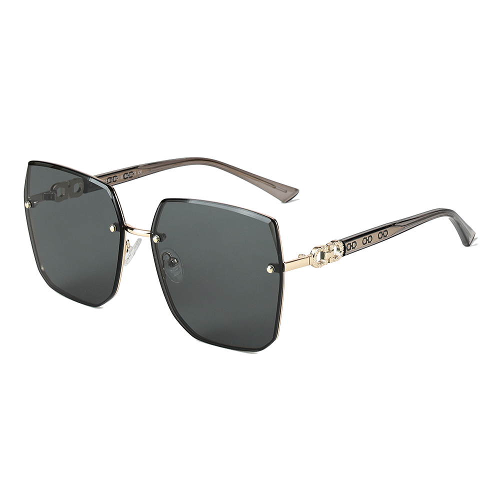 Oversized Square Rimless Composite Nylon Lens Sunglasses