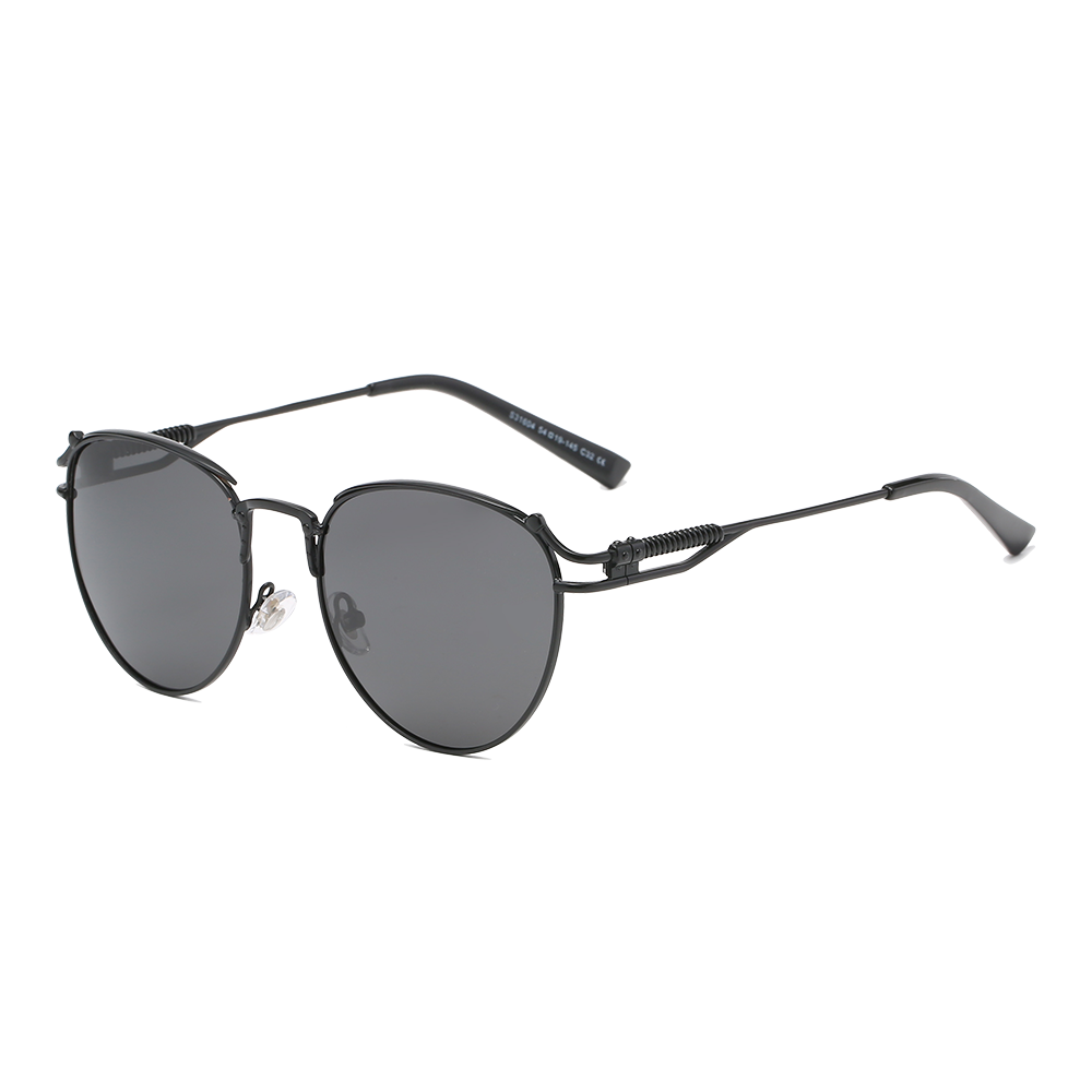 Steampunk Style Oval Frame Hollow Hinge Polarized Sunglasses