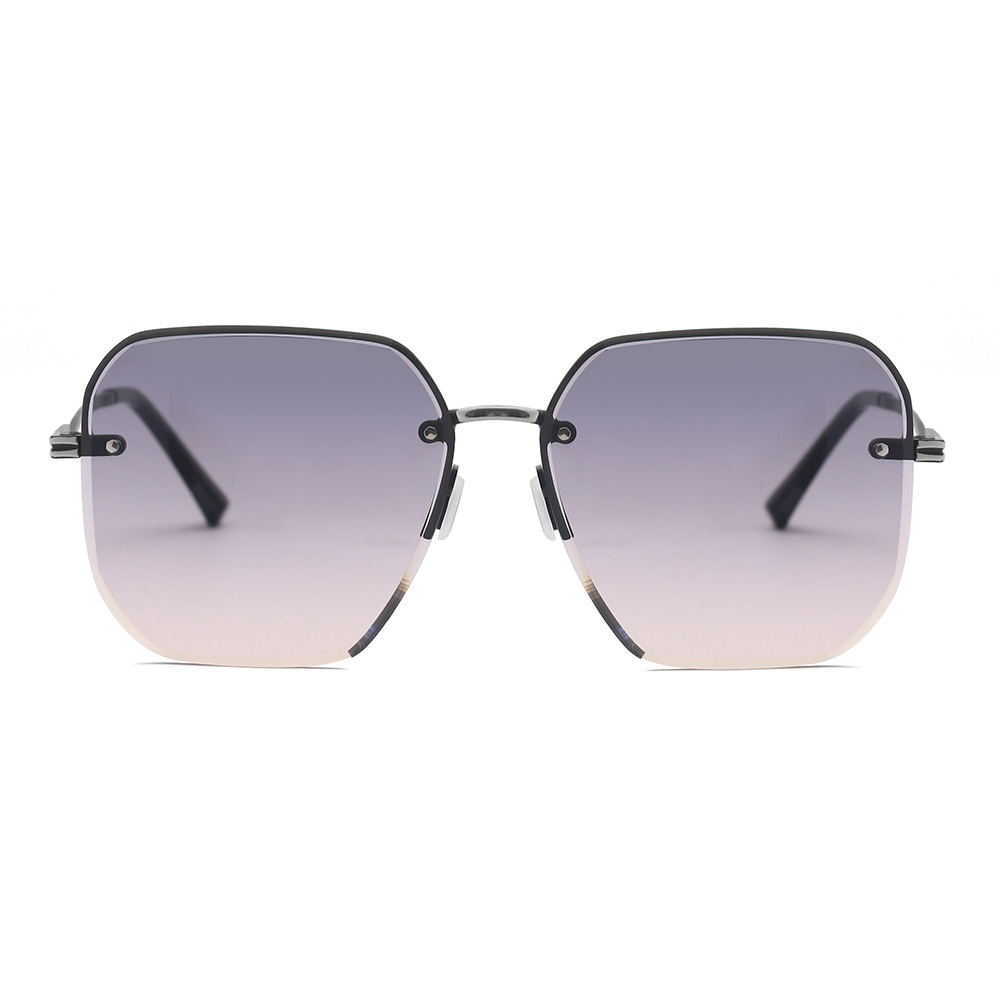 Trendy Oversized Rimless Gradient Lens Sunglasses