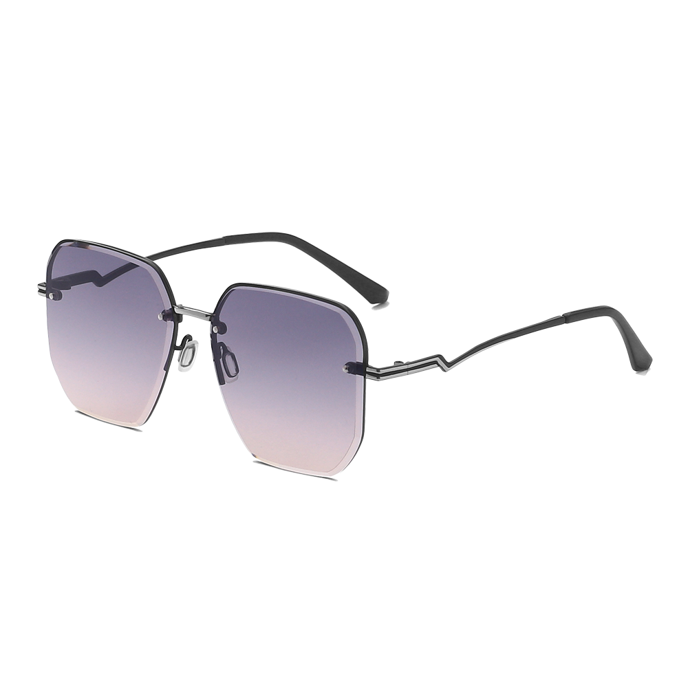 Trendy Oversized Rimless Gradient Lens Sunglasses