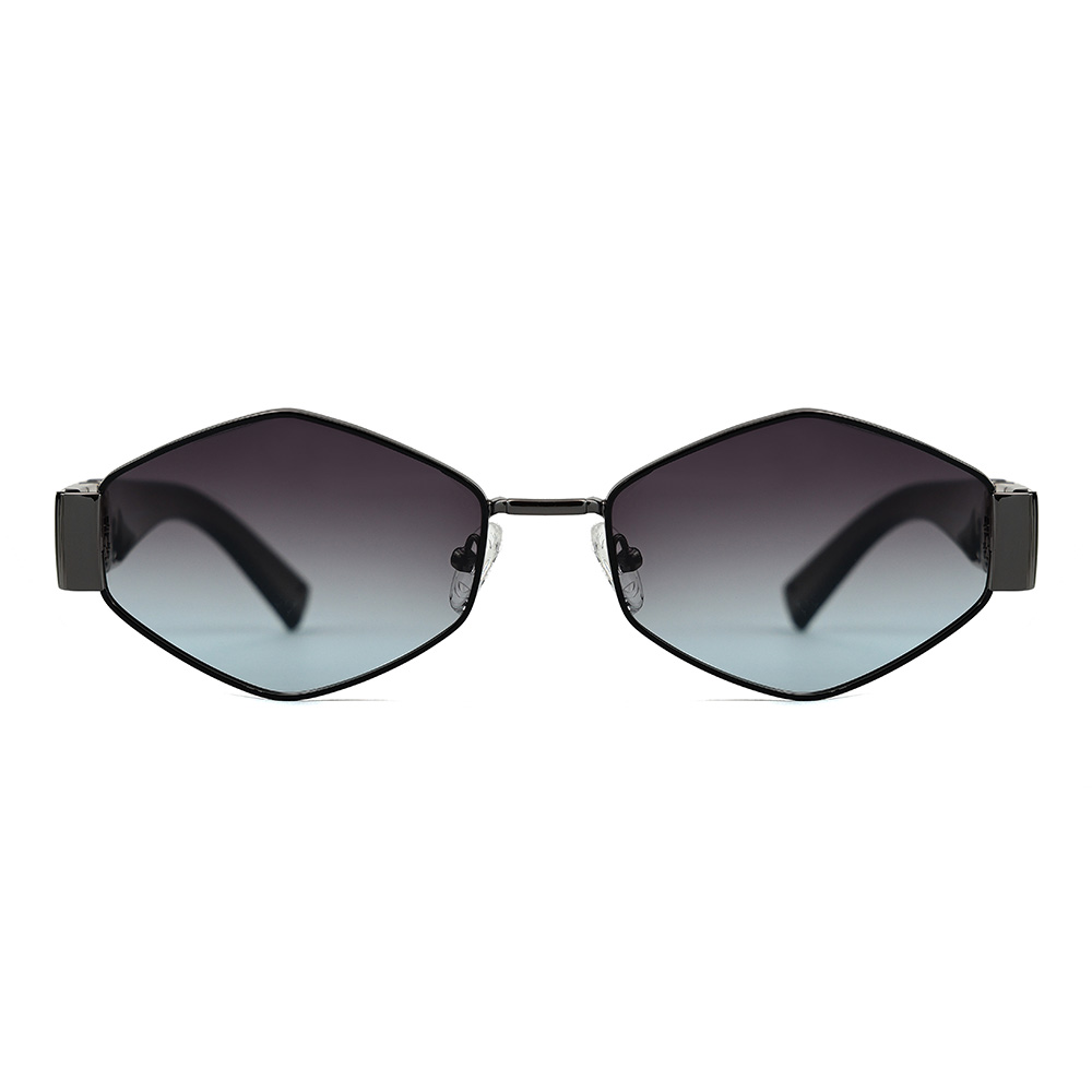 Fashion Polygon Frame Thick Temple Metal Polarized Sunglasses