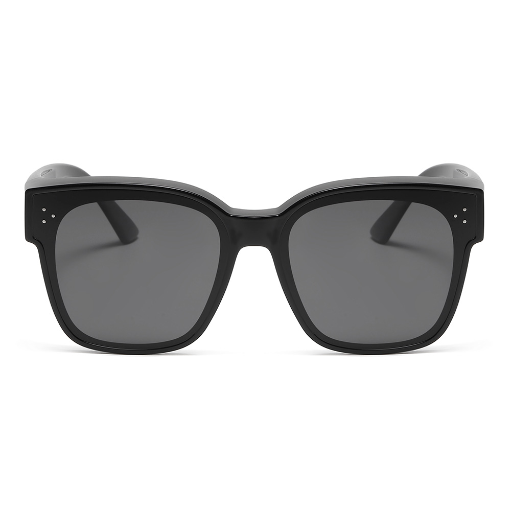 Large Square Clip-On Polarized Sunglasses