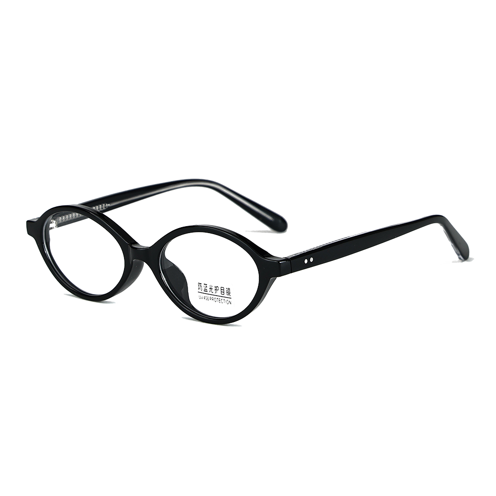 Small Oval Frame Acetate Temple Anti Blue Light Glasses