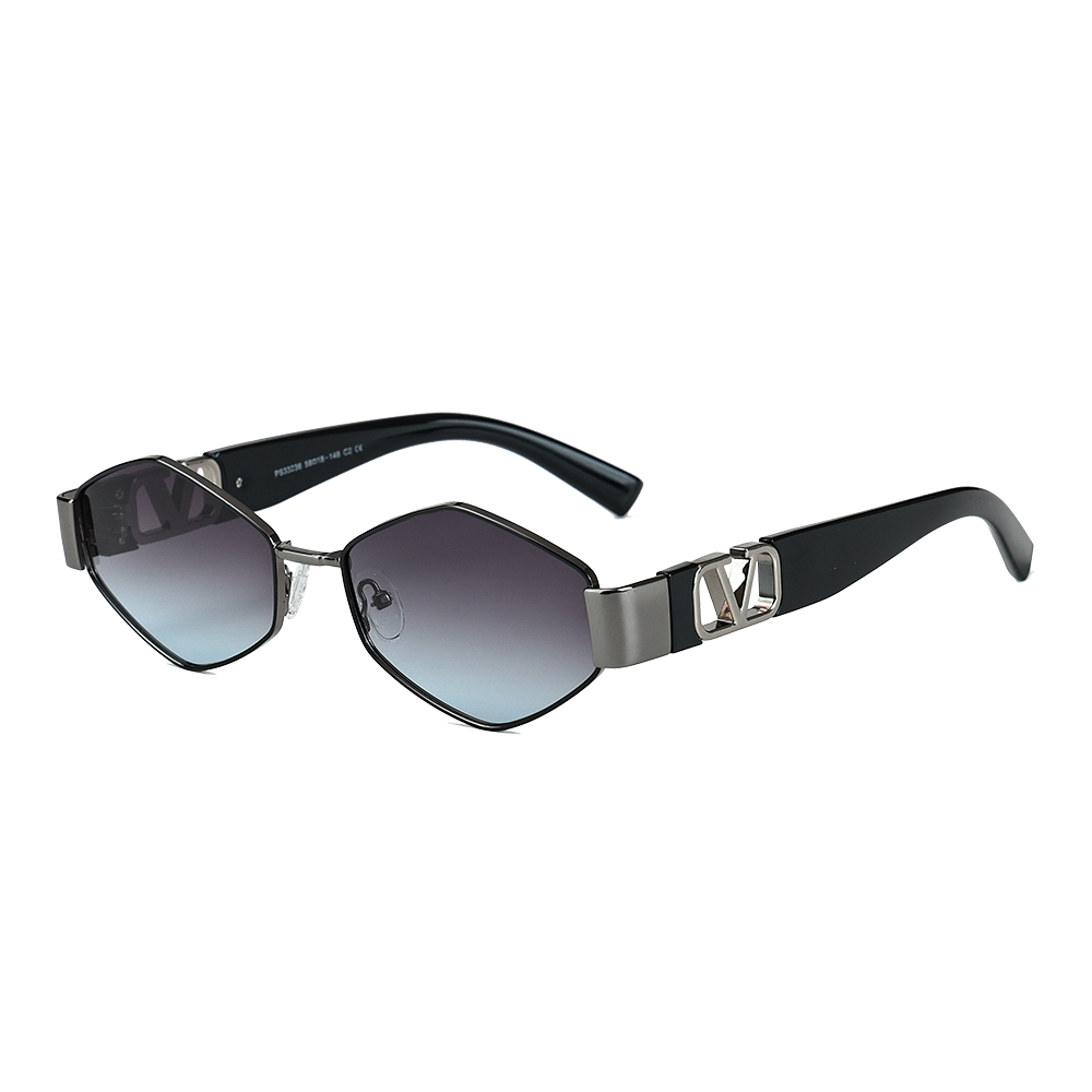 Fashion Polygon Frame Thick Temple Metal Polarized Sunglasses