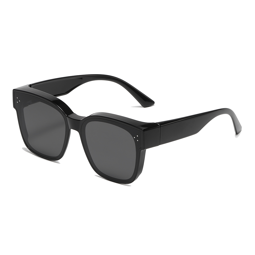 Large Square Clip-On Polarized Sunglasses