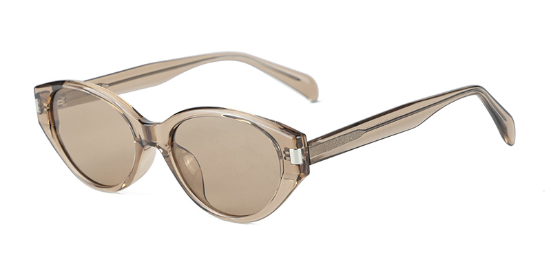 P9173 Oval Cat-Eye Accents TR90 Acetate Temple Polarized Sunglasses with Metal Components