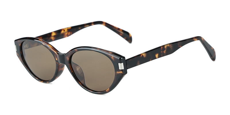 P9173 Oval Cat-Eye Accents TR90 Acetate Temple Polarized Sunglasses with Metal Components