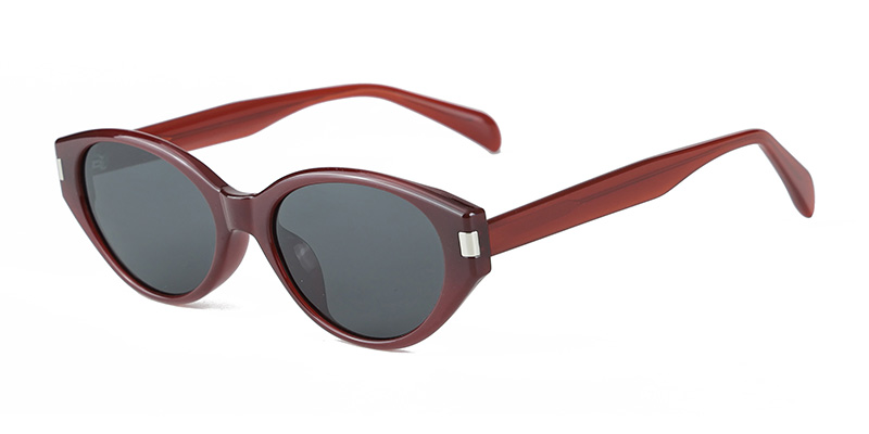 P9173 Oval Cat-Eye Accents TR90 Acetate Temple Polarized Sunglasses with Metal Components