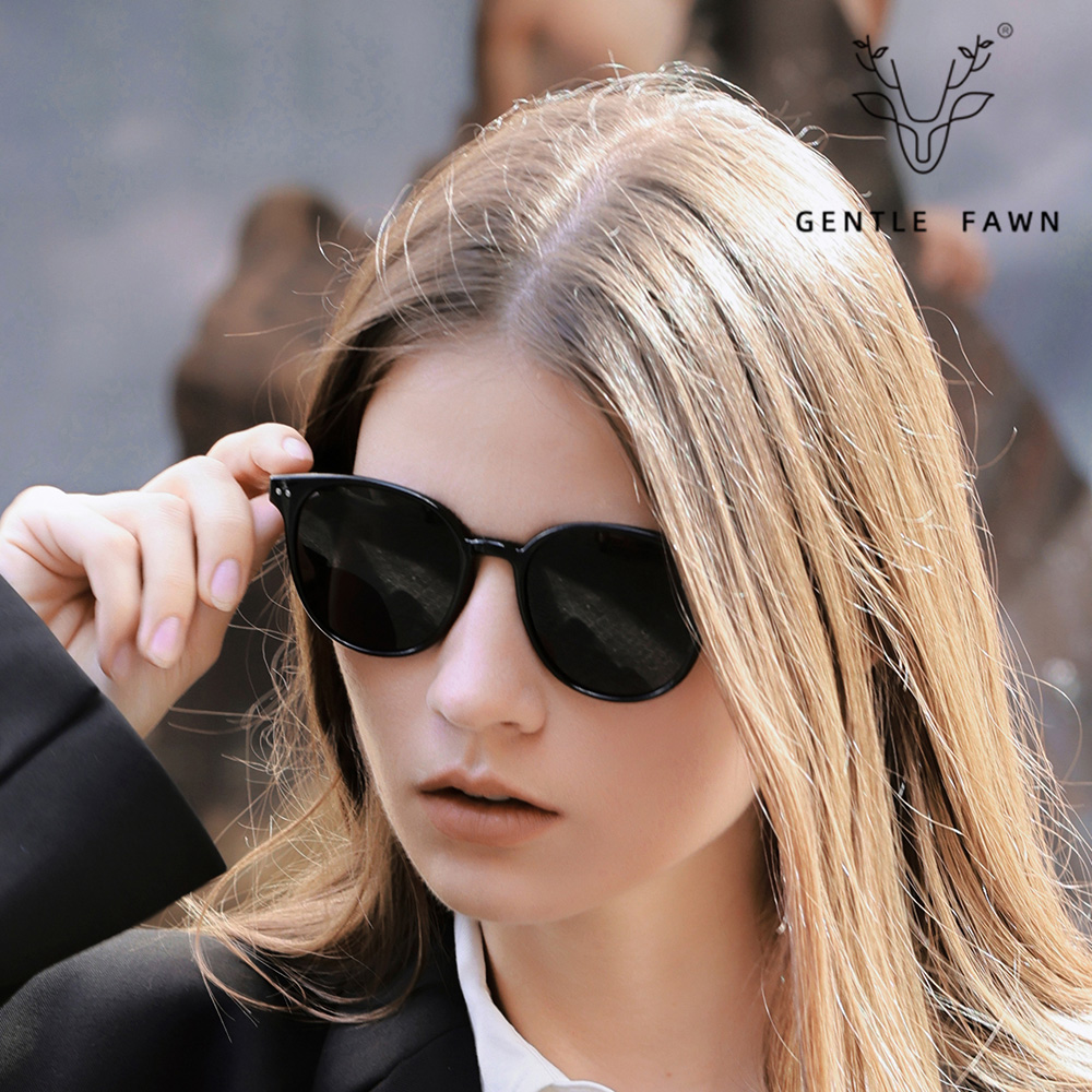 P9175 TR90 Retro Large Frame Polarized Sunglasses with Wavy Temples