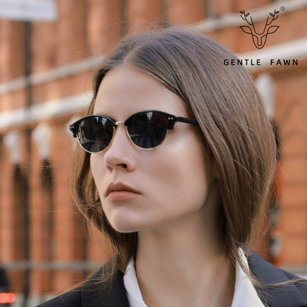 P9184 Stylish Oval Eyebrow Polarized Sunglasses with Acetate Temple