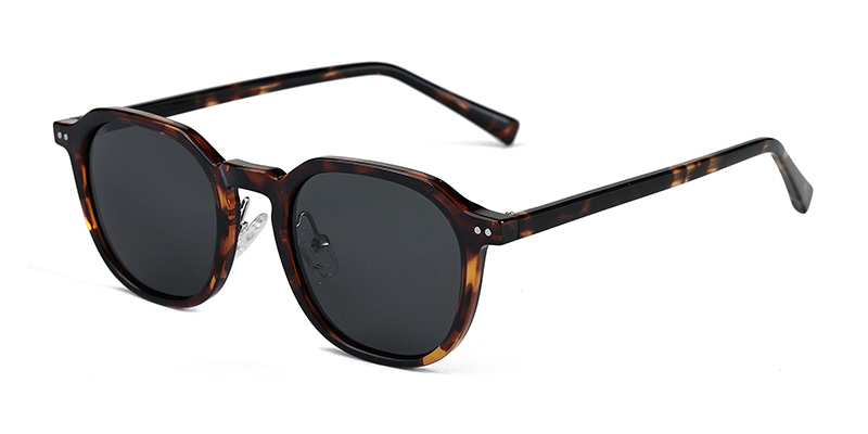 P9185 Rectangular Frame Polarized Sunglasses with Acetate Temple