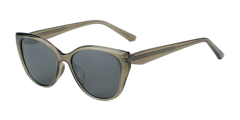 P9207 Large Frame Square Cat-Eye Fashion TR90 Polarized Sunglasses with Acetate Temple