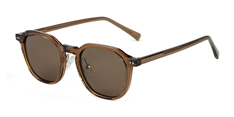 P9185 Rectangular Frame Polarized Sunglasses with Acetate Temple