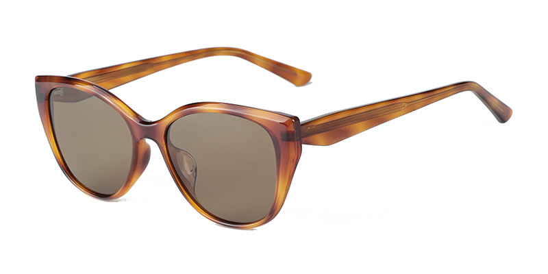 P9207 Large Frame Square Cat-Eye Fashion TR90 Polarized Sunglasses with Acetate Temple