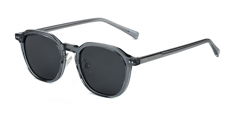 P9185 Rectangular Frame Polarized Sunglasses with Acetate Temple