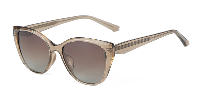 P9207 Large Frame Square Cat-Eye Fashion TR90 Polarized Sunglasses with Acetate Temple