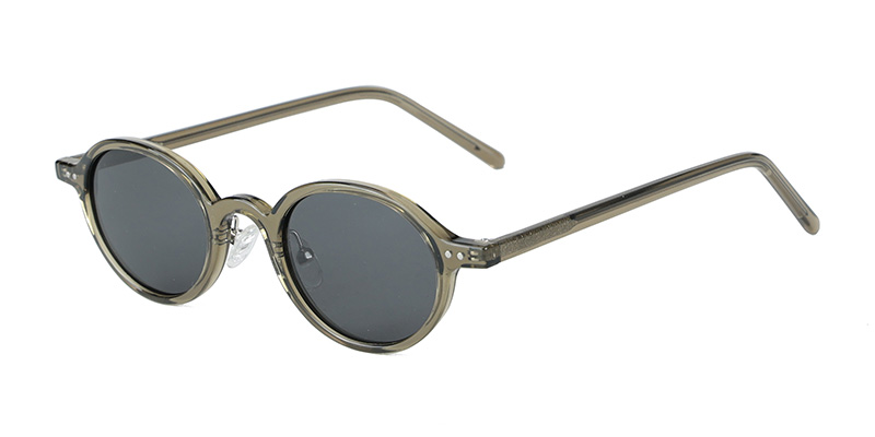 P9197 Small Oval Frame TR90 Acetate Temple Polarized Sunglasses with Wine Glass Design