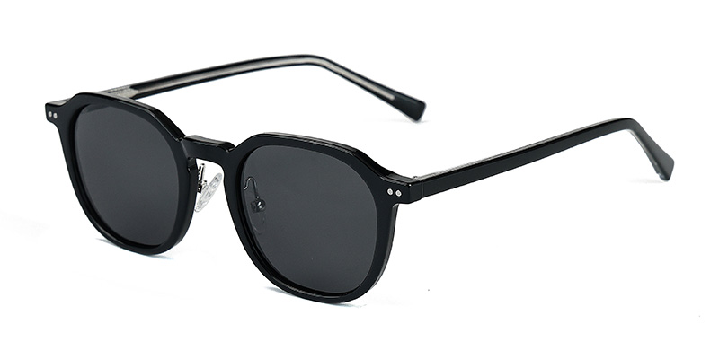 P9185 Rectangular Frame Polarized Sunglasses with Acetate Temple