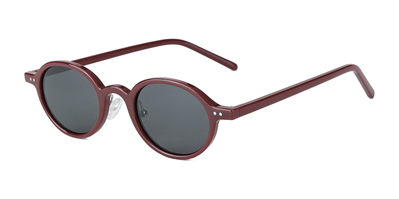 P9197 Small Oval Frame TR90 Acetate Temple Polarized Sunglasses with Wine Glass Design