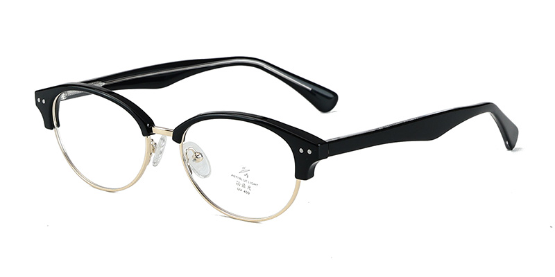 K9184 Retro Oval Eyebrow TR90 Eyeglasses with Acetate Temples