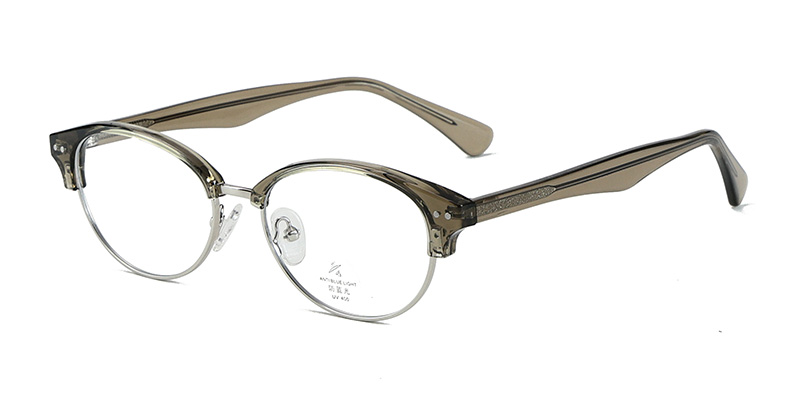 K9184 Retro Oval Eyebrow TR90 Eyeglasses with Acetate Temples