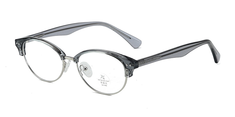 K9184 Retro Oval Eyebrow TR90 Eyeglasses with Acetate Temples