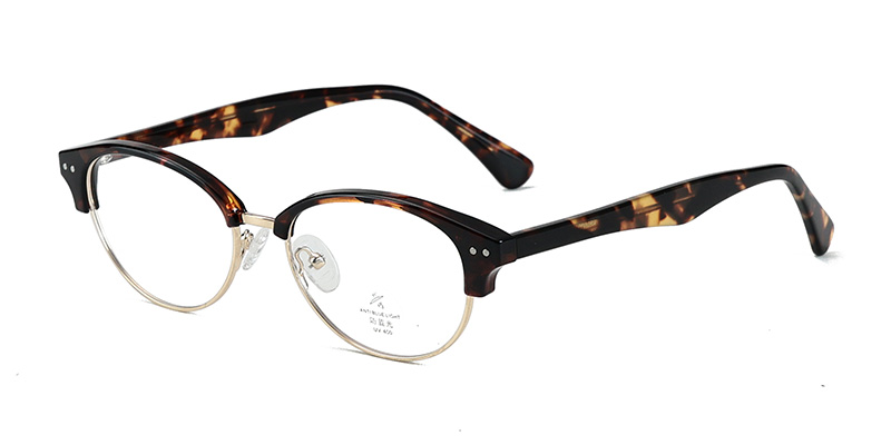 K9184 Retro Oval Eyebrow TR90 Eyeglasses with Acetate Temples