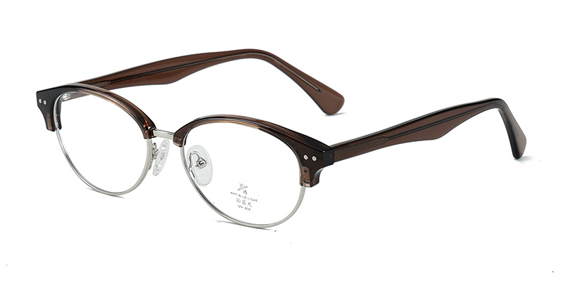 K9184 Retro Oval Eyebrow TR90 Eyeglasses with Acetate Temples