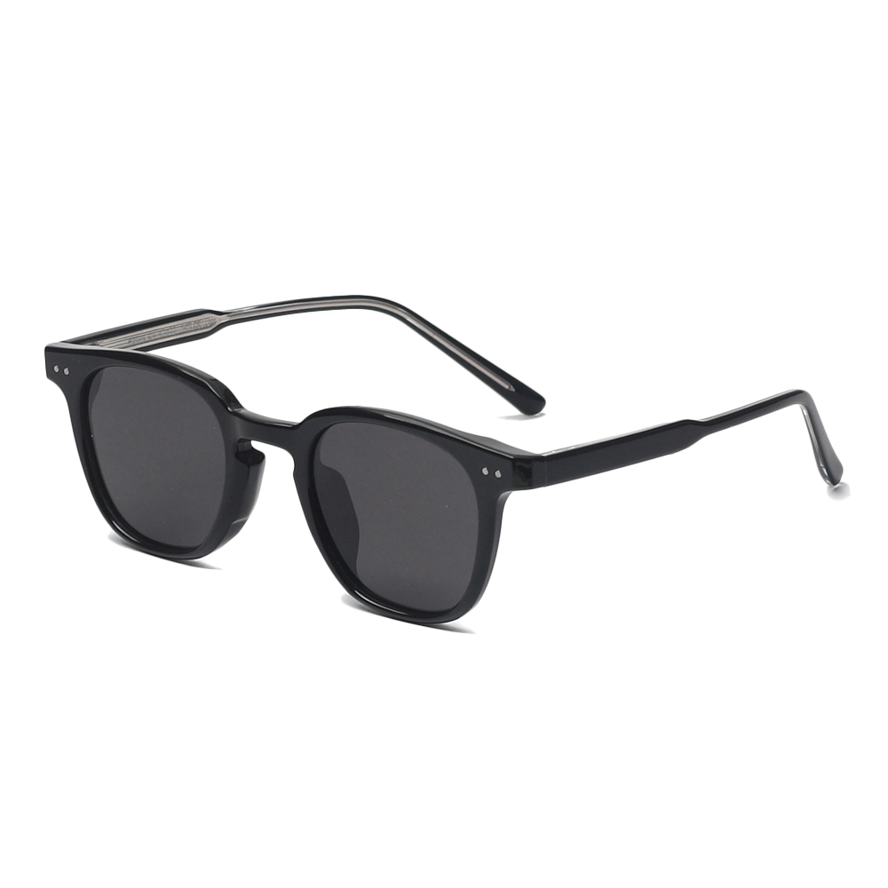 P9078 Simple Small Square Frame Rivets TR90 Polarized Sunglasses with Acetate Temple