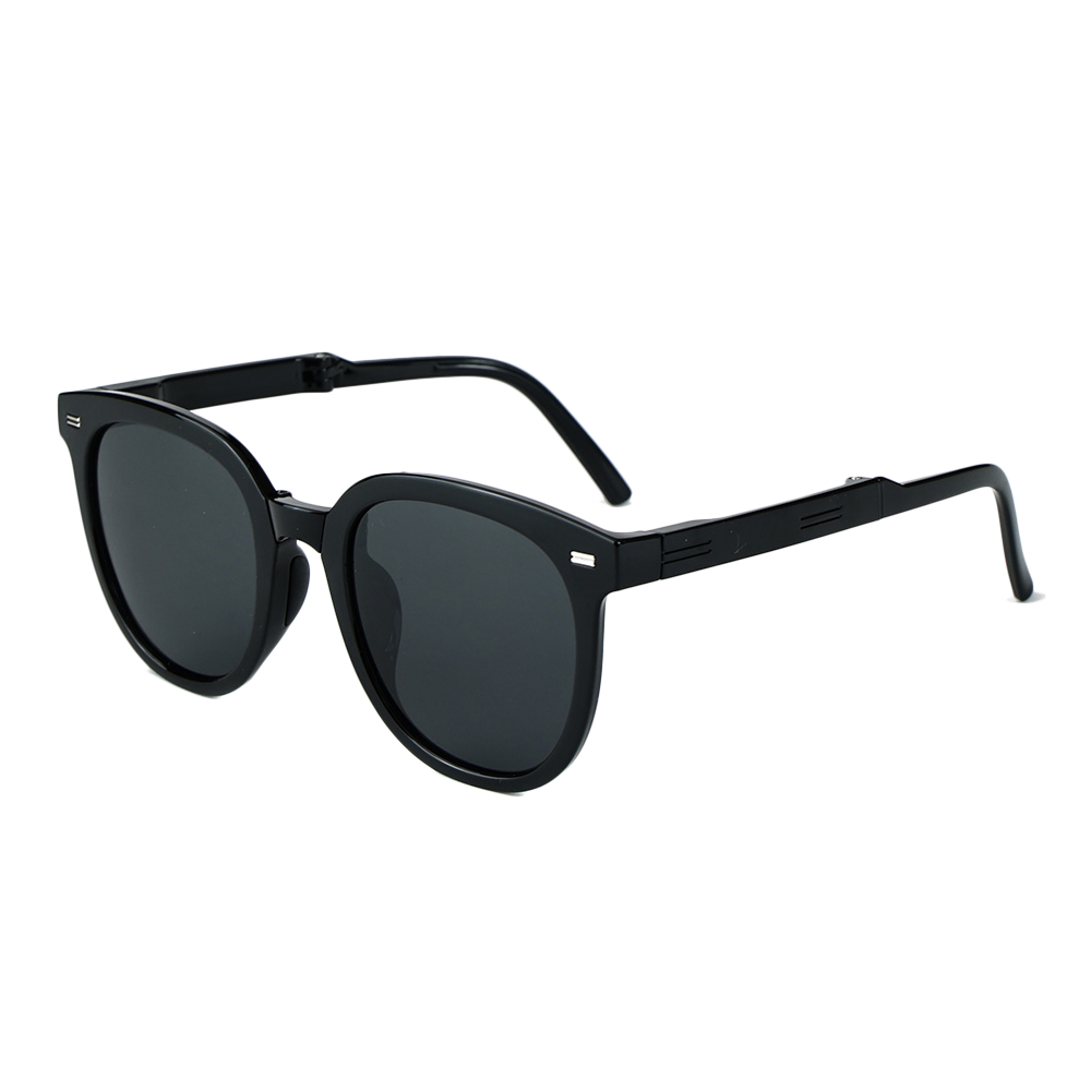 9996 Round Frame With Horizontal Trapezoidal Temples TR90 Folding Sunglasses
