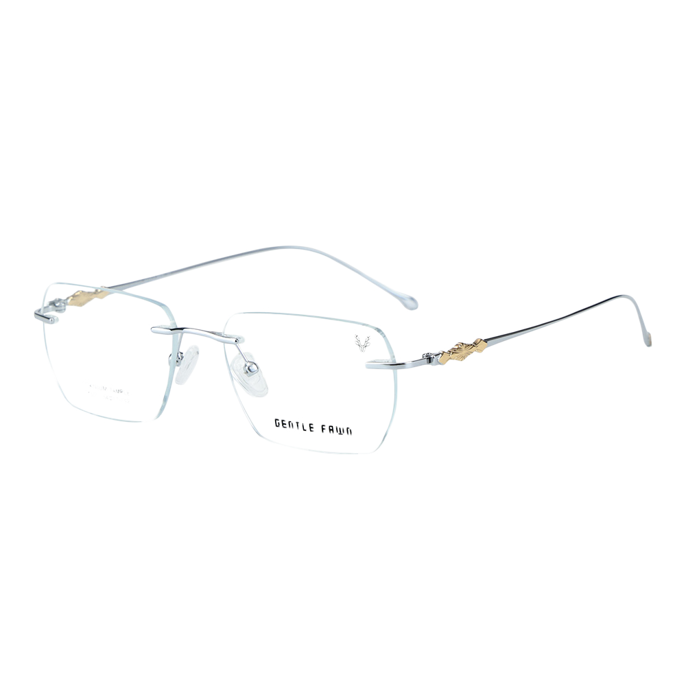 T1501 Rimless Frame Metal Bridge And Temples Half Titanium Eyeglasses