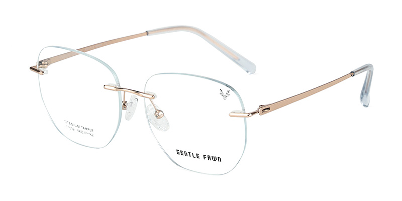 T1509 Rimless Square Round Frame Metal Bridge Special Process Temples Half Titanium Glasses