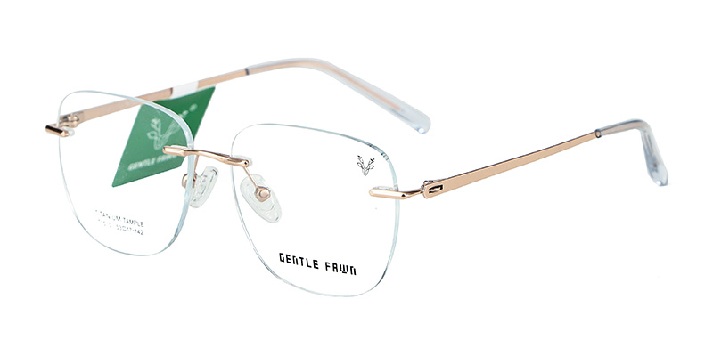 T1510 Rimless Square Frame Metal Central Bridge Half Titanium Glasses Special Process Temples