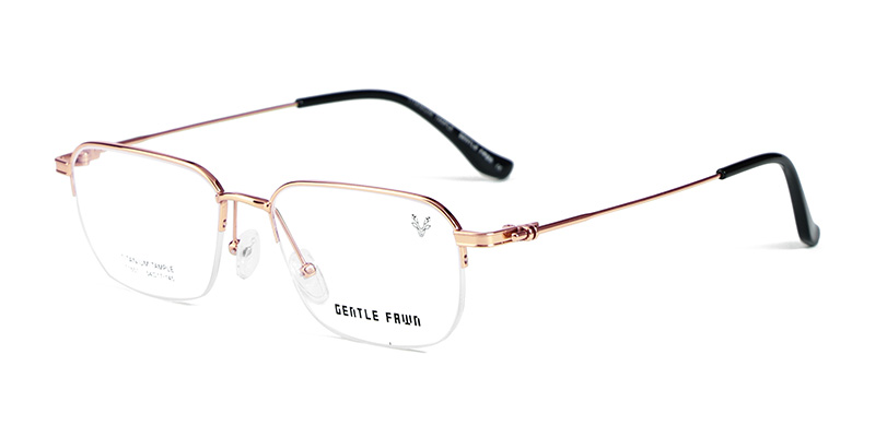 T1551 Metal Half-Rim Square Frame Central Bridge Half Titanium Special Process Eyeglasses
