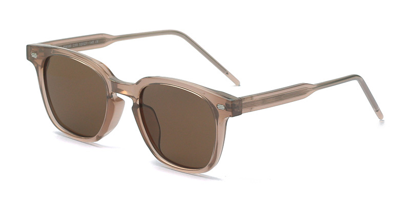 P9080 Stylish Decorative Square Mirror Frame TR90 Polarized Sunglasses With Acetate Temple