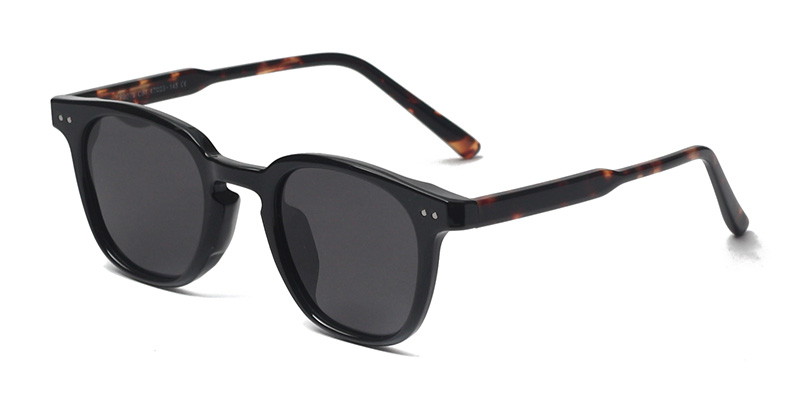 P9078 Simple Small Square Frame Rivets TR90 Polarized Sunglasses with Acetate Temple