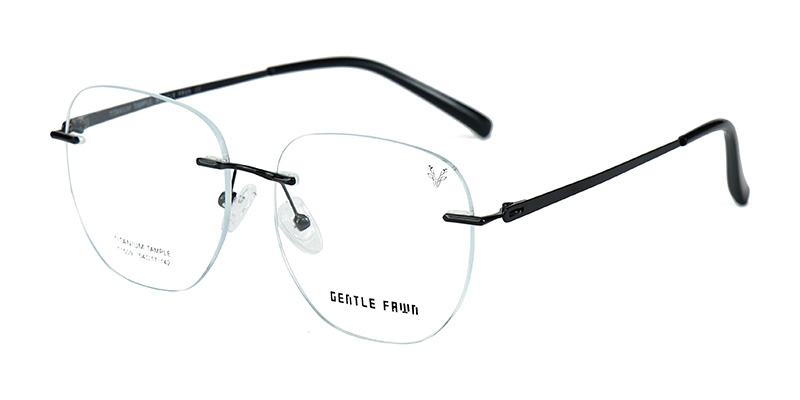 T1509 Rimless Square Round Frame Metal Bridge Special Process Temples Half Titanium Glasses