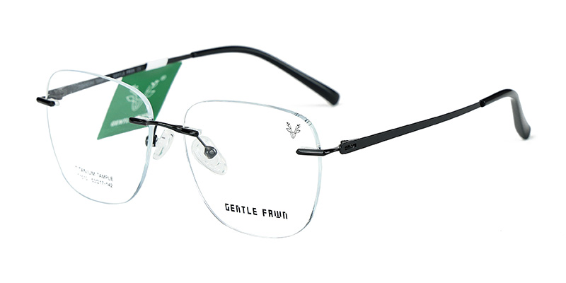 T1510 Rimless Square Frame Metal Central Bridge Half Titanium Glasses Special Process Temples